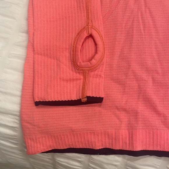 Lululemon- swiftly tech long sleeve shirt 2.0; size 4, coral color - Picture 2 of 4
